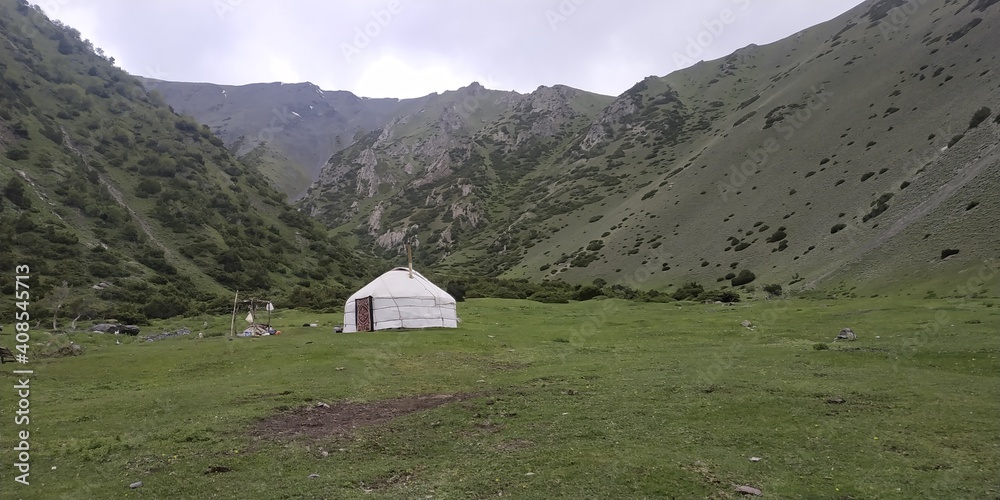 
yurt in the mountains