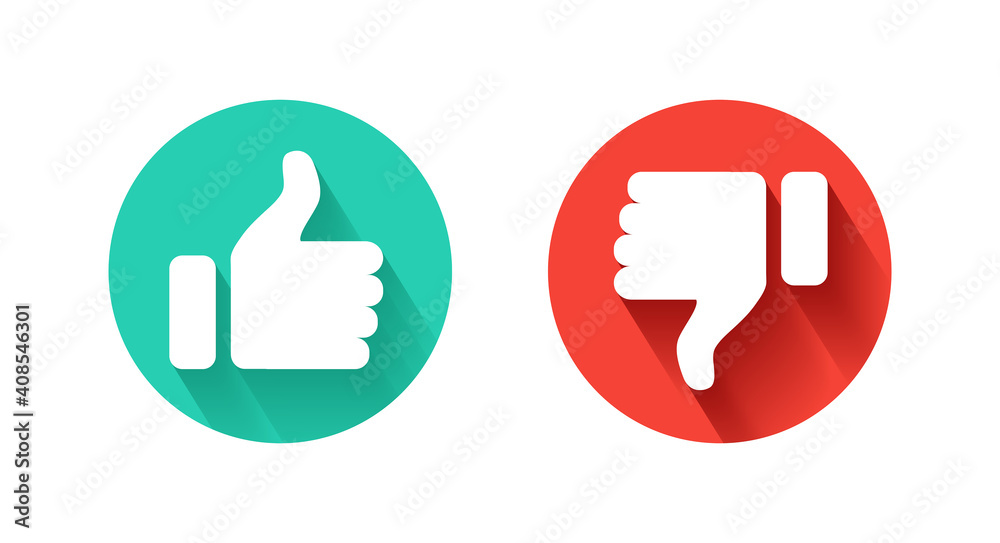 Thumb Up and Thumb Down icon. Like and dislike icon on white background. Vector illustration. Thumb Up and Thumb Down icon. Like and dislike icon on white background. Vector illustration.
