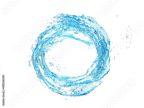 3d illustration of blue water splash on white background with clipping path