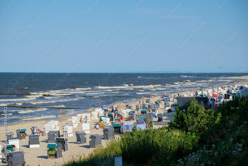 The beach at Koserow on the island of Usedom in summer.
