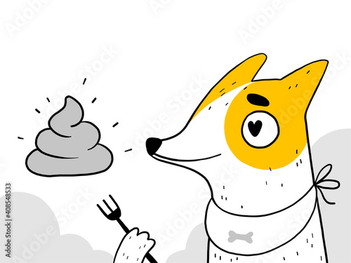 The funny dog loves to pick up and eat poop. The problem of puppy training and bad behavior