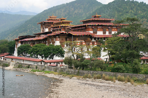 buddhist fortress (dzong) in punakha (bhutan) 