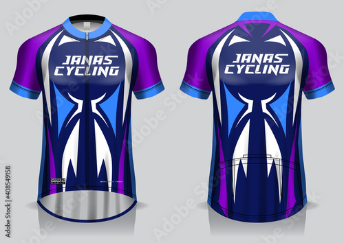 Jersey cycling template design uniform front and back view