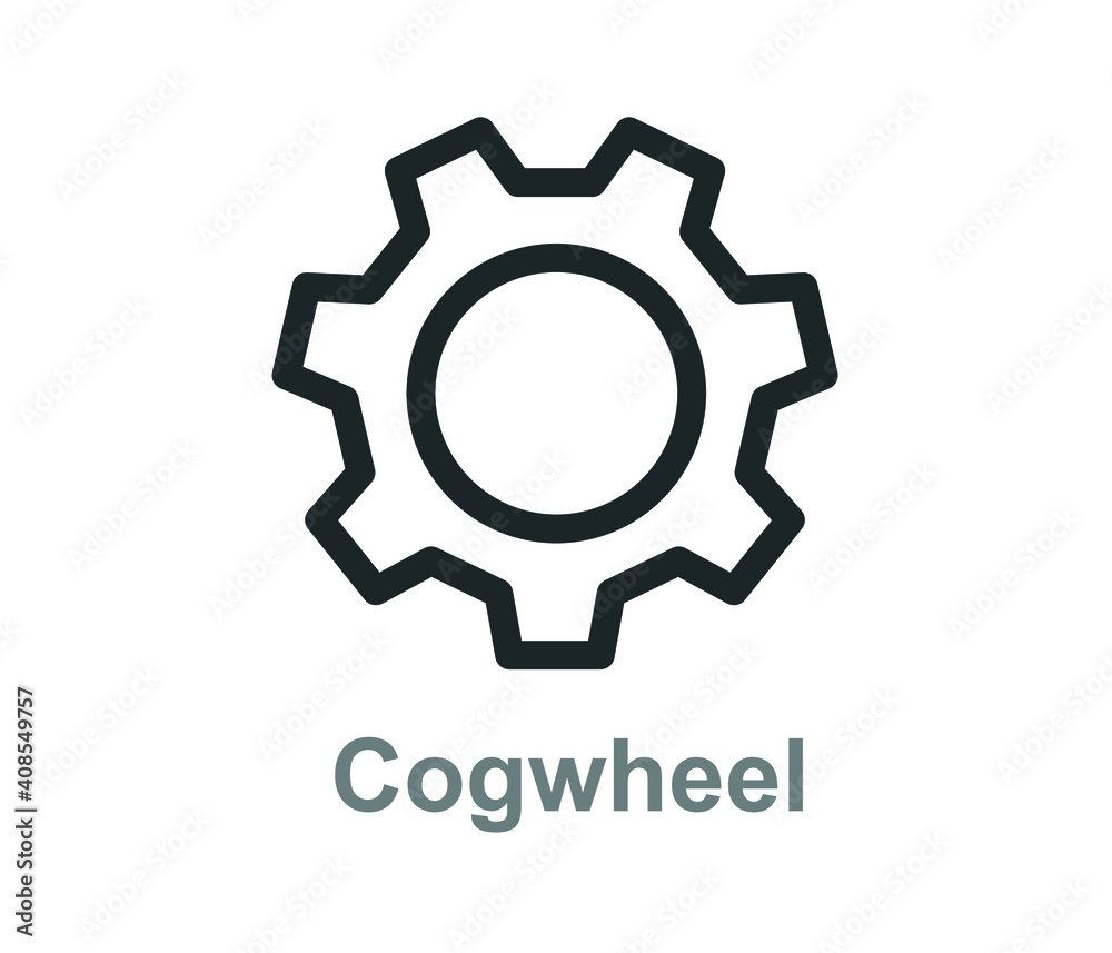 Cog Gear icon vector flat sign isolated on white.