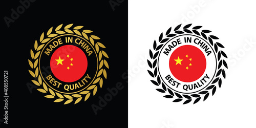 made in CHINA vectorstamp. bagge with CHINA flag	
