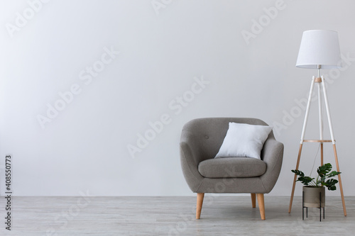 Fototapeta Naklejka Na Ścianę i Meble -  Modern minimal interior of home office, living room or bedroom