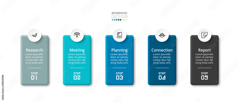 5-step presentation and explanation of business plans, marketing plans and study reports by vector square infographics. 5-step presentation and explanation of business plans, marketing plans and study reports by vector square infographics.