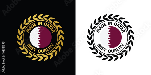 made in Qatar vector stamp. badge with Qatar flag	
