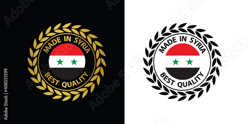 made in Syria vector stamp. badge with Syria flag	
