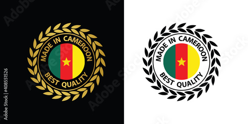 made in Cameroon vector stamp. badge with Cameroon flag	
