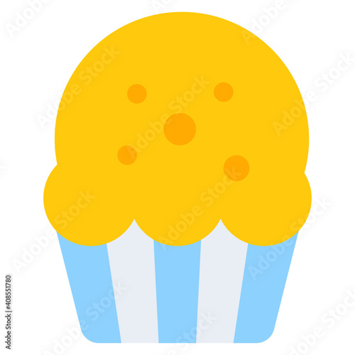 A yummy icon of cupcake in flat style