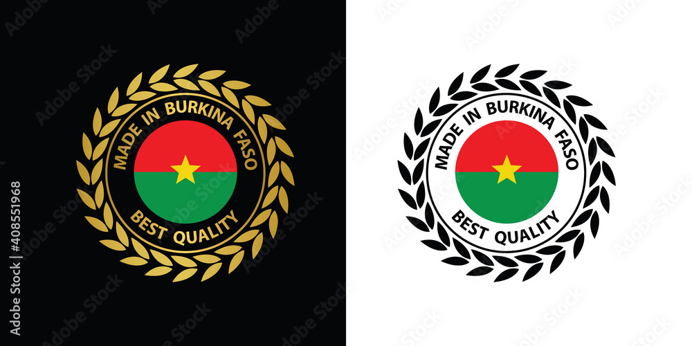 made in Burkina Faso vector stamp. badge with Burkina Faso flag	
