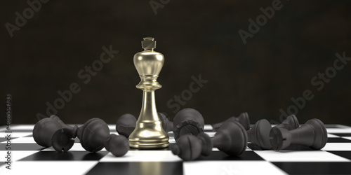 Fotografi Leader winner success business concept in 3D rendering: Illustration of golden k