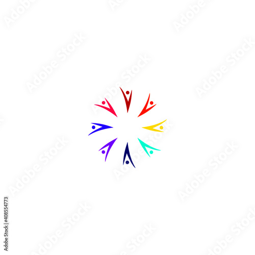 Colorful People together sign, symbol, artwork on white