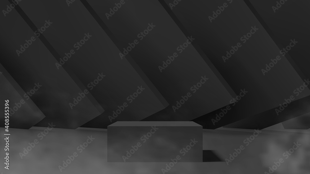 Fototapeta premium Dark minimal pedestal template with geometry shapes background. black podium vector mockup for product presentation