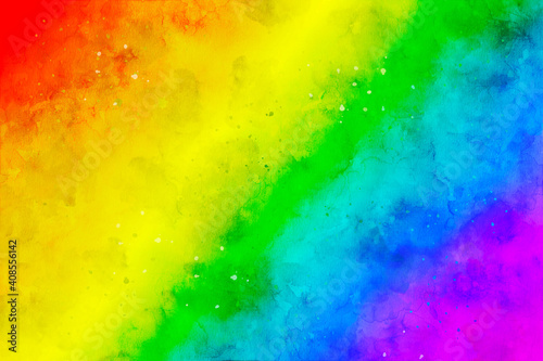Rainbow colors as watercolor painting. Colorful LGBT pride background.