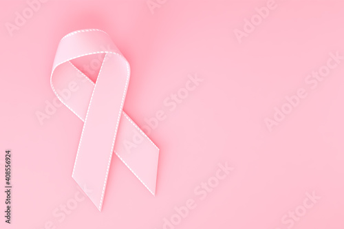 Cancer awareness ribbon mockup on pink background