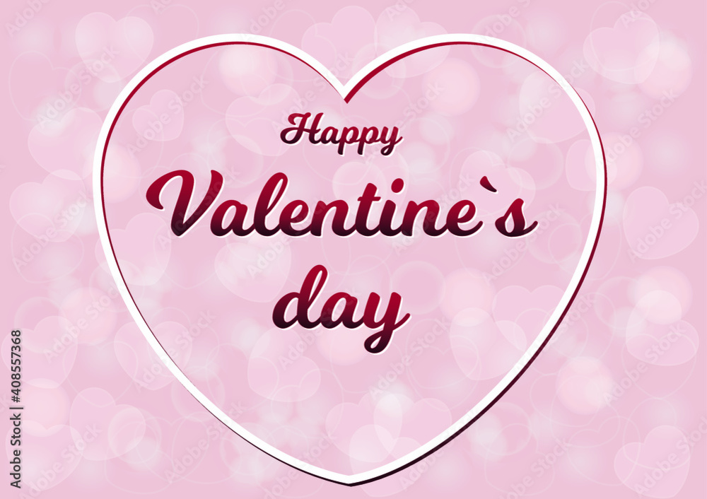 Valentine's Day greeting card. Pink background.
