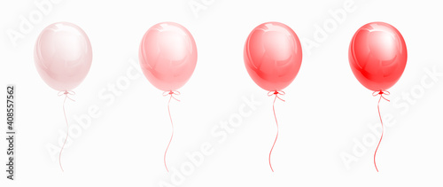 Fotografiet Red glossy helium balloons isolated on white