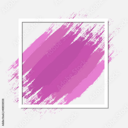 Pink abstract frame in grunge style. Pastel square background composition. Border design great for valentine card or breast cancer awareness. Vector wallpaper with copy space.