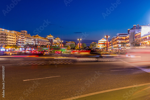 Evening view of Xi Dajie (West street) in Xi'an, China