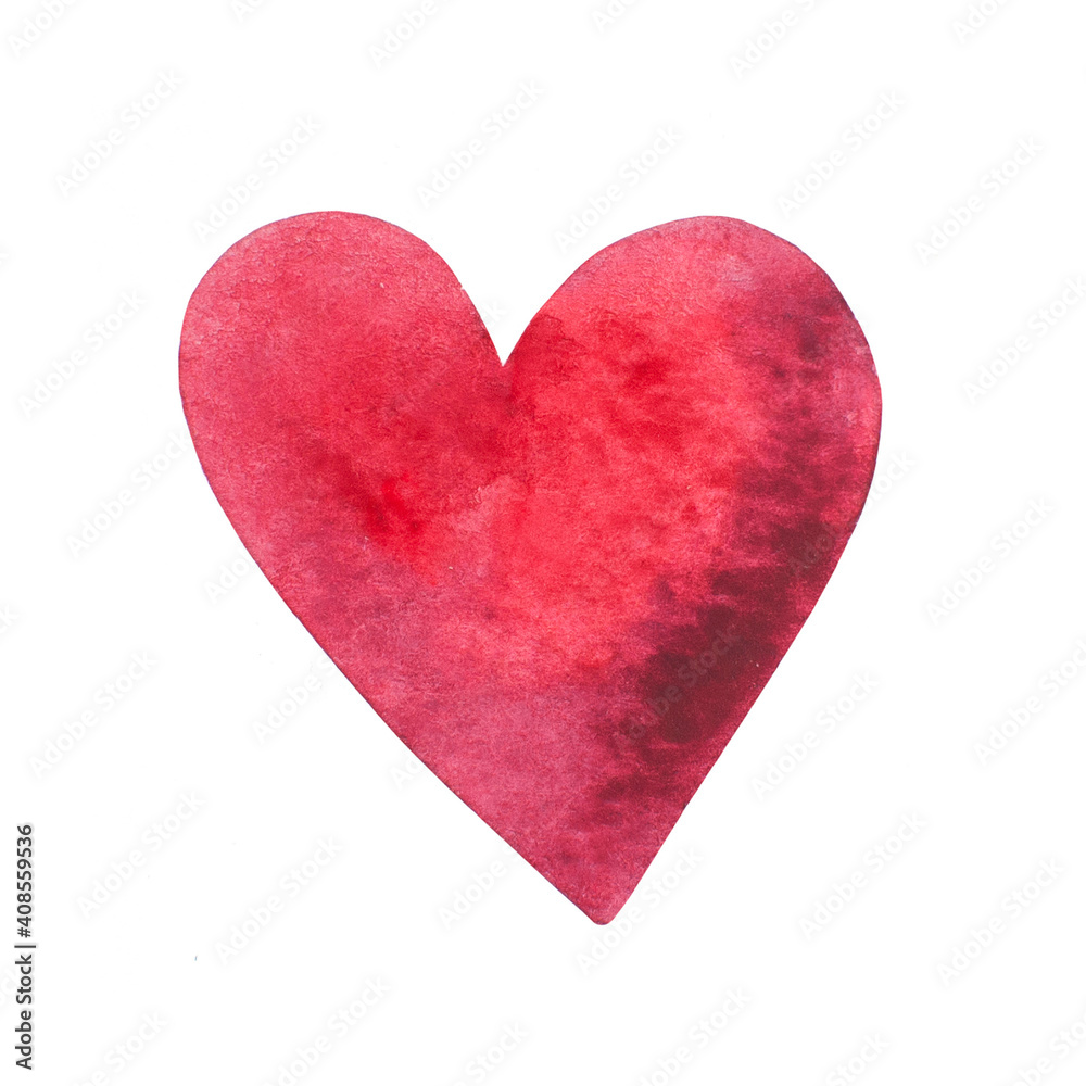 Watercolor textured pink and red heart on white background isolated. Hand-drawn illustration Watercolor textured pink and red heart on white background isolated. Hand-drawn illustration