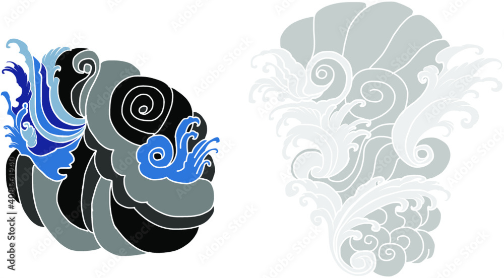 water splash and Japanese wave for tattoo.Japanese wave for tattoo.cloud tattoo ,coloring book japanese style.Traditional Asian tattoo.Tattoo art highly detailed in line art style. water splash and Japanese wave for tattoo.Japanese wave for tattoo.cloud tattoo ,coloring book japanese style.Traditional Asian tattoo.Tattoo art highly detailed in line art style.