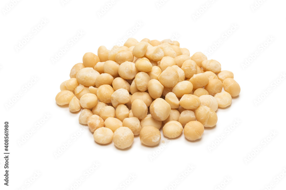 Macadamia nuts isolated on white background. Macadamia nuts isolated on white background.