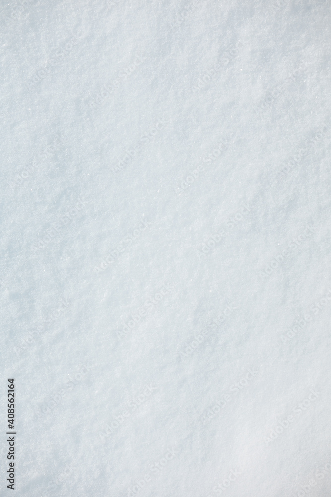 Snow texture, close-up, top view. Copy space