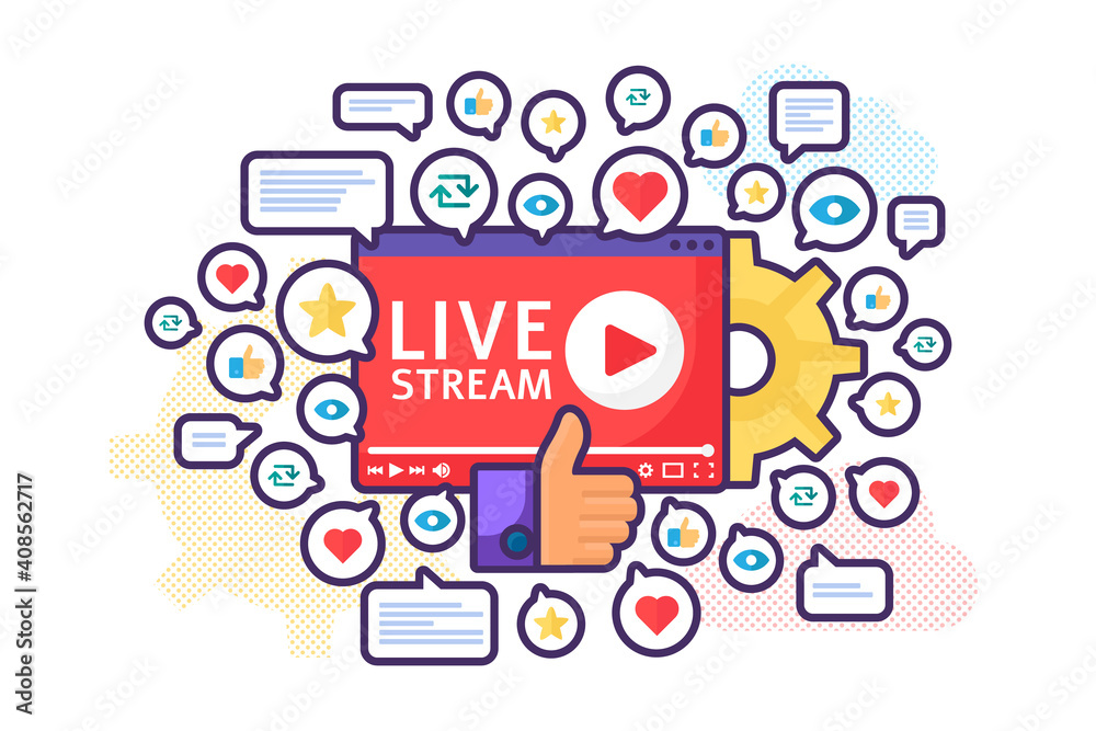 Live stream launch concept illustration Live stream launch concept illustration