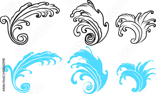 water splash and Japanese wave for tattoo.Japanese wave for tattoo.cloud tattoo ,coloring book japanese style.Traditional Asian tattoo.Tattoo art highly detailed in line art style.