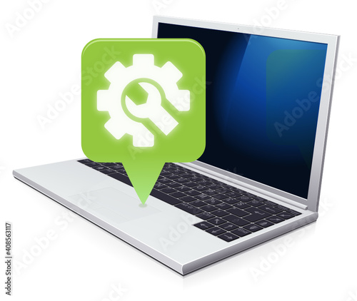 Ordinateur portable avec un bon indice de réparabilité vert clair (reflet)