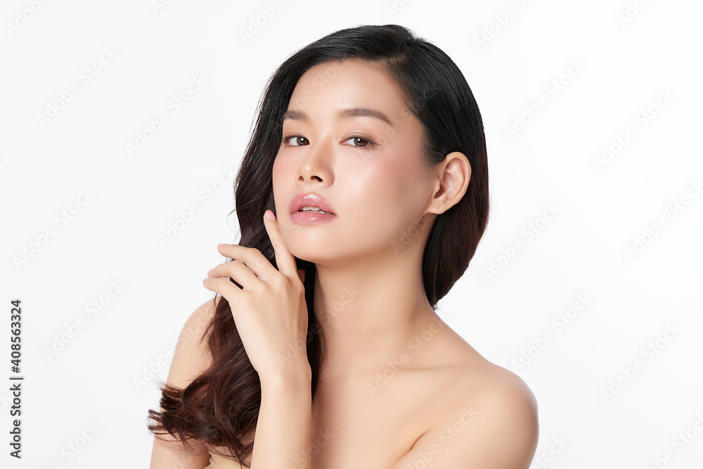 Beautiful young asian woman with clean fresh skin on white background, Face care, Facial treatment, Cosmetology, beauty and spa, Asian women portrait Beautiful young asian woman with clean fresh skin on white background, Face care, Facial treatment, Cosmetology, beauty and spa, Asian women portrait