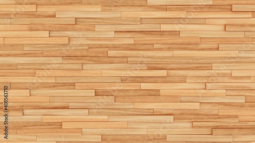 Fototapeta Naklejka Na Ścianę i Meble -  Wooden wall background. Light wood pattern. Modern wood template. Horizontal wooden volume planks. 3d illustration.