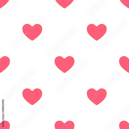 Seamless pattern with cute pink hearts is on white background. Illustration for a cover, a poster or a textile design. Save with the Clipping Mask.