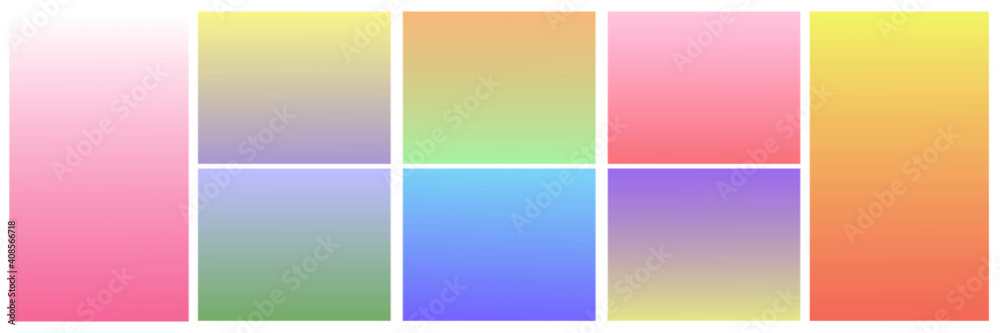 Gradient soft colors background set. Colorful minimalist graphic design template. Abstract gradient brochure, banner or wallpaper design template illustration