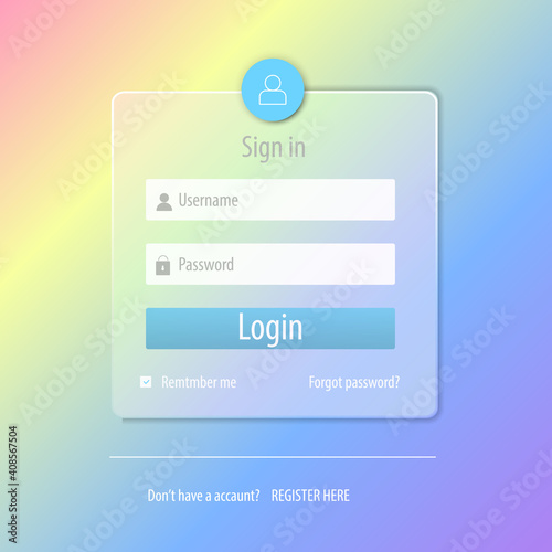 Abstract creative concept vector member login form interface. For web page, site, mobile applications, art illustration, design theme, modern menu, ui, app, contact empty box, banner, profil log in