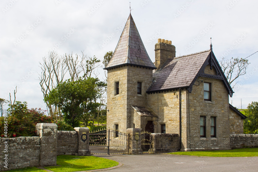 28 August 2019 The Gate Lodge of the Classibawn Castle estate and grounds in Cliffoney County Sligo Ireland. Once the home of the late Lord Louis Mountbatten who was murdered by the IRA in Mullaghmore 28 August 2019 The Gate Lodge of the Classibawn Castle estate and grounds in Cliffoney County Sligo Ireland. Once the home of the late Lord Louis Mountbatten who was murdered by the IRA in Mullaghmore