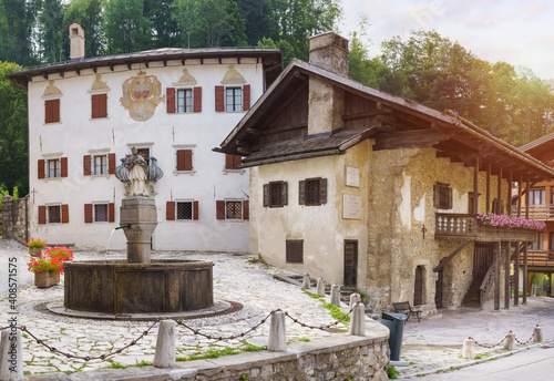 Titian's birthplace with the Pieve di Cadore fountain