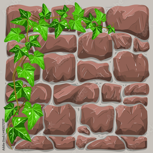 Ivy-covered stone wall
