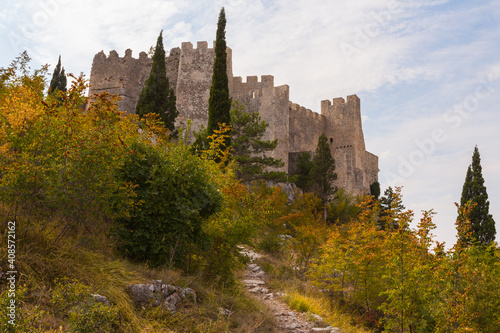 View of the historic Castle of herceg Stjepan (Old Blagaj Fort) in Blagaj. Bosnia and Herzegovina
