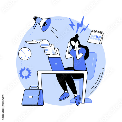 Stress abstract concept vector illustration. Acute mental disorder, work related anxiety, stress management technique, overworking, psychologist service, physical health risk abstract metaphor.