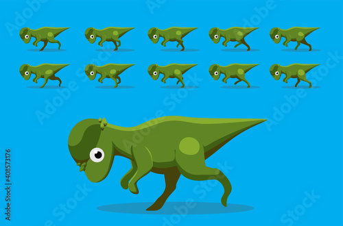 Animal Animation Sequence Dinosaur Pachycephalosaurus Running Cartoon Vector