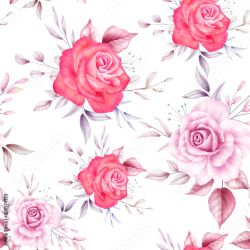 Beautiful rose flower seamless pattern