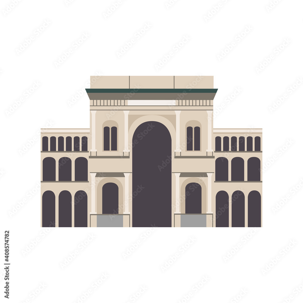 The Galleria Vittorio Emanuele II - Vector Flat Illustration