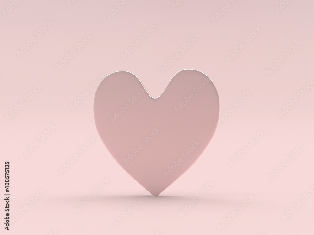 Heart icon in pink pastel colors. 3d illustration 
