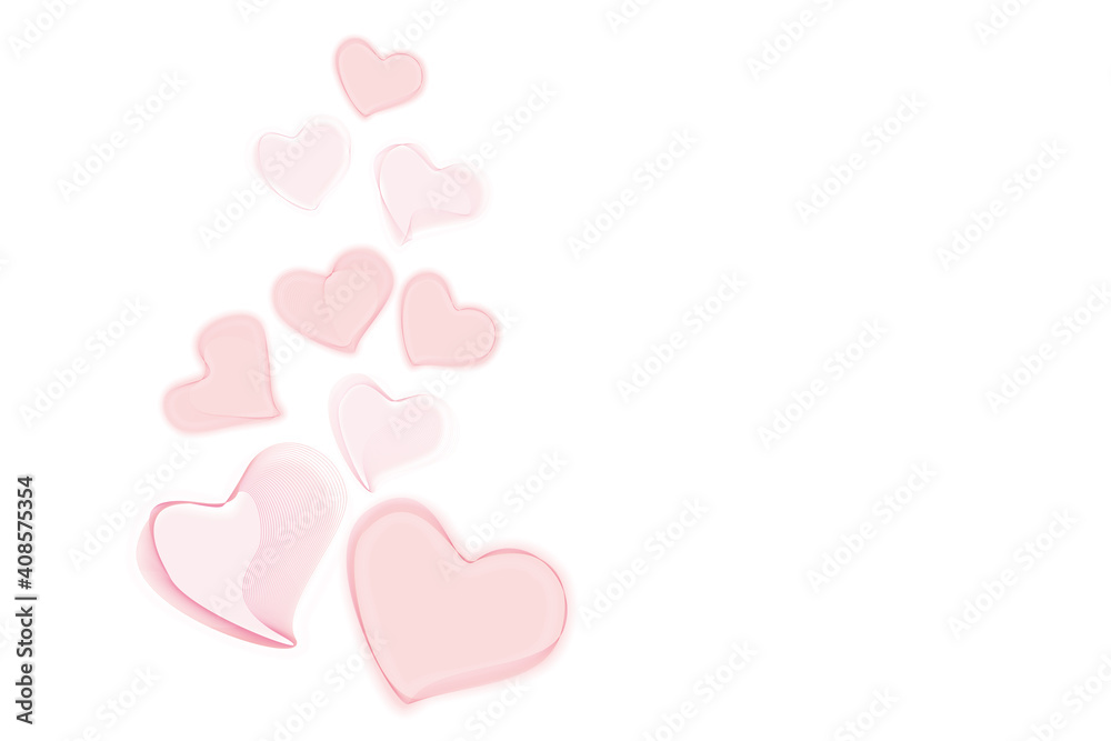 Viele rosa Herzen auf weißem Hintergrund. Viele rosa Herzen auf weißem Hintergrund.