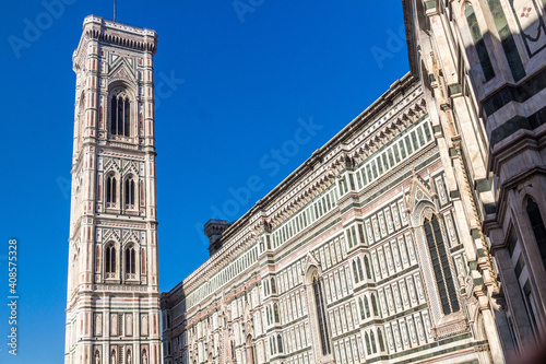 Cathedral of Santa Maria del Fiore and Giotto's Bell Tower in Florence, Italy