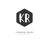 KR Initial letter handwriting and signature logo. A concept handwriting initial logo with template element.