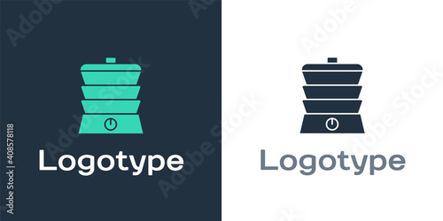 Logotype Slow cooker icon isolated on white background. Electric pan. Logo design template element. Vector.